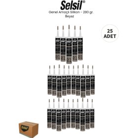 Resim Selsil Genel Amaçlı Beyaz Silikon 280 Gr. 25 Adet Beyaz 