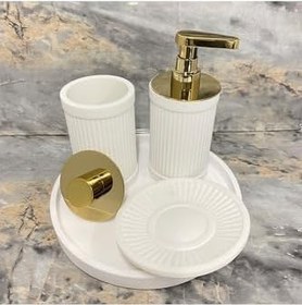 Resim System Reçine Tezgah Üstü Pamukluk Beyaz-Gold 149X80X80 Mm 