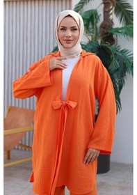 Resim Misskayle Bağlama Detaylı Kimono Takım Turuncu 1225 Turuncu 