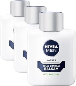 Resim NIVEA MEN Erkek HassasTıraş Sonrası Balsam Hassas 100 ml,E Vitamini,ProVitamin B5,Alkolsüz Formül,Hassas Ciltler için Rahatlatıcı Tıraş Sonrası Bakım (3 paketi) 