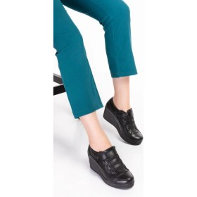 Resim ARTI-ARTI014-14015 Hakiki Deri Ortopedik Kadın Platform Topuk Cırtlı Ayakkabı 