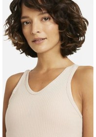 Resim Nike Yoga Top Tank Esnek Yapılı Lazer Kesimli Yoga Atleti Bej 