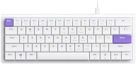 Resim Coverzone AJAZZ NKL61 60% Mekanik Klavye 61 Tuş Düşük Profil Kablolu Kompakt Gaming ve Ofis Klavyesi Kırmızı Linear Switch 22 Tuş Anti Ghosting ABS Keycaps (NKL61 Beyaz Mor | Red Switch) 