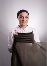 Resim Hürrem Bone Haki Pratik Hazır Geçmeli Şal Şifon Boru Boneli 3001_09 