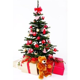 Resim Yılbaşı Çam Ağacı 120 Cm+30 Süs+ışık+kar Spreyi+tepe Yıldızı 