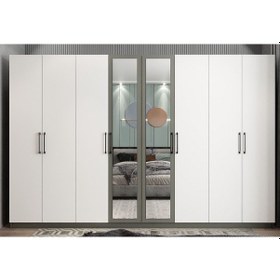 Resim Terra 8 Kapaklı Dolap Gardırop Füme Beyaz 