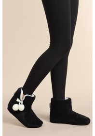 Resim Kadın Panduf Kışlık Ev Botu Ev Ayakkabısı Su Yolu Velsoft Sessiz Taban Siyah 