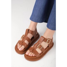 Resim Mio Gusto Trude Taba Renk Tokalı Kadın Sandalet 