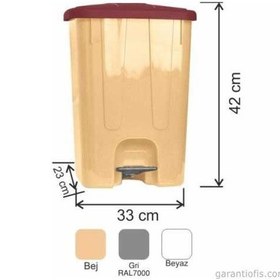 Resim Garanti Metal 7141 Plastik İç Kovalı Köşeli Pedallı Çöp Kovası (25 Litre) 