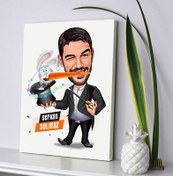 Resim Şapkadan Tavşan Çıkaran Erkek Karikatürlü Kanvas 