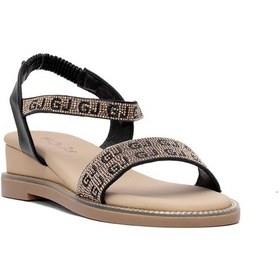 Resim Guja 25y346-3 Kadın Taşlı Düz Sandalet Siyah Siyah 