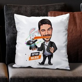 Resim Şapkadan Tavşan Çıkaran Erkek Karikatürlü Yastık 