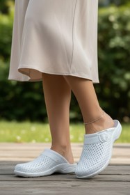 Resim Gezer Beyaz Kaydırmaz Plastik Önü Kapalı Banyo,lavabo,balkon,teras,bahçe Terliği 