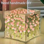 Resim 1 Adet DIY Lale Aynalı Gece Lambası, Çiçek Desenli Küp Şekilli LED Işık - Yansıtıcı Yüzeyli İç Dizayn Seti, ile Ev, Oturma Odası ve Ofis için Modern Tasarım Plastik İmalat Hafif Mobilya, Ortam Aydınlatması 