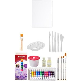 Resim Red Apple Yağlı Boya Seti 12x12 ml 25x35 Tuval Spatül Seti 