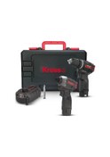 Resim Kress KUG02 12 V 2.0 Ah. Li-ion Çift Akülü Kömürsüz Şarjlı Darbeli Matkap + Kömürsüz Darbeli Tornavida Kombo Set 