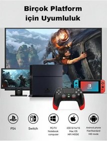 Resim Kablosuz Oyun Konsolu Gamepad Bluetooth Joystick Android Tv Switch İos Ps4 Ps3 Pc Uyumlu Titreşimli 