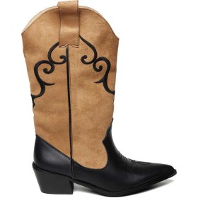 Resim Bestello Bağcıksız Neolit Taban Western Bot 281-277 Kadın Bot Sıyah-tarcın Suet 