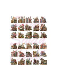 Resim Vintage Çiçekli Kitaplar Etiket Seti, Bullet Journal, Scrapbook, Planlayıcı, Ajanda, Sticker Seti Diğer 