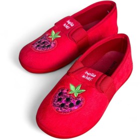 Resim AkınalBella kız çocuk çilek baskılı kaydırmaz taban ev ayakkabısı panduf 