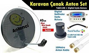 Resim Antenci 40 CM Delikli Karavan Çanak Anten Seti + Dijital Uydu Bulucu 