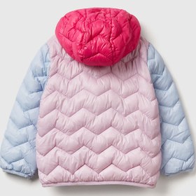 Resim Benetton Bebek Lila-Pembe Kapüşonlu Mevsimlik Mont - Simli Logo İşlemeli - 4-5 Yaş 