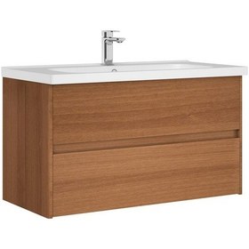 Resim Orka Düden 65 Cm Mdf Çekmeceli Teak Banyo Dolabı Alt Modül Lavabo Teak 