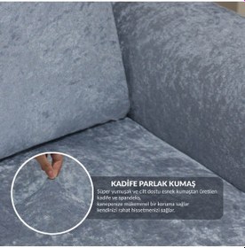 Resim Kadife 3 Kişilik Koltuk Örtüsü Lastikli Kanepe Örtüsü Lastikli Koltuk Örtüsü Koltuk Kılıfı Koyu-gri 