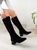 Resim MODA MHS DİES SİYAH SÜET FERMUAR DETAYLI GARNAVİZ ÖKÇELİ ÇİZME 
