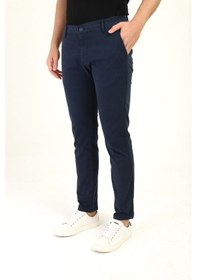 Resim Erkek Likralı Esnek Kumaş Pamuklu Yumuşak Dokulu Chino Pantolon Lacivert 