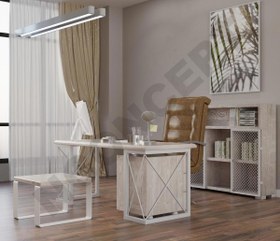 Resim Ntconcept Mevra Çalışma Masası Ahşap 75 x 180 cm Açık Ceviz - Beyaz 