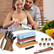 Resim Profesyonel Bıçak Bilme Taş Seti 400#/1000°, 3000/# 1000°, ve 3000 8000 # - Mutfak, Şefin bileği ekmek ihtiyacınız İki Taraflı Çift Amaç öncesinde Hassas Kullanımda Dayandırıcılık Sistemi şekillendirilmiş Elektriksiz Manuel Yüksek Performanslı Ev & Komersyal kulllanim Icin Su taş çekiçli bilen aletlerini dahil ürün seti, ço 