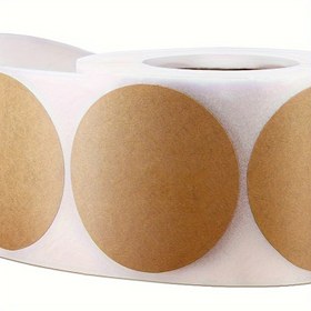 Resim 500 Adet Kraft Kağıdı Etiket Rulosu - Takı, El Sanatları, Düzenleme, Kavanozlar için Paketleme ve Etiketleme Etiketleri - Mağaza Sahipleri ve Konserve, Boncuk ve Takı Yapımı, Takı Yapımı Sergileme ve Paketleme Malzemeleri için Boş Yuvarlak Yapışkan Etiketler 