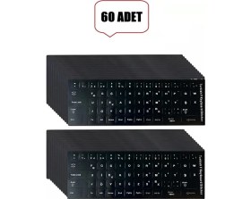Resim Derwell 60 Adet Türkçe F Klavye Etiketi Laptop Pc Sticker Kaliteli Pvckeyboard Sticker Pvc Harf Çıkartmaları 