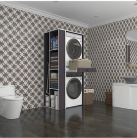 Resim Kenzlife Çamaşır-Kurutma Makinesi Dolabı Bacce Sol Gri 187 090 60 Çekmeceli Banyo Çok Renkli 