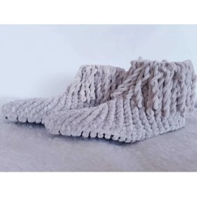 Resim New and Single El Örgüsü El Emeği Göz Nuru Gri Keçe Tabanlı Ev Pandufu 