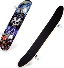 Resim Kuru Kafa Silikon Tekerli Zımparalı Ahşap Kaykay Siyah 