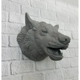 Resim Bucuks Mey Ithalat® Kurt Başı Duvar Aksesuarı Gri Renk Asılabilir Hediyelik Figür 