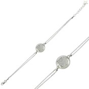Resim Bracelet femme rond en argent et pierre blanche 