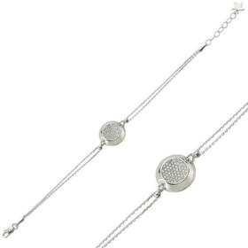 Resim Bracelet femme rond en argent et pierre blanche 