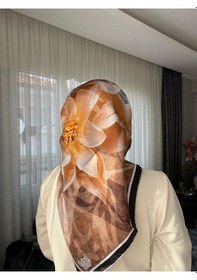 Resim Levidor Desenli Twill İpek Eşarp Turuncu 