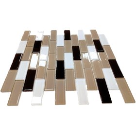 Resim MozaiKristaL Mutfak tezgah arası 23x73x4 mm Fileli Kristal Cam Mozaik. ( 1 Koli = 1 m2 Fiyatıdır ) 