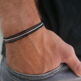 Resim 4 Parça Set Vintage Moda Minimalist Paslanmaz Çelik Erkek Zincir Bilezikler, Üst Üste Dizilebilir Unisex Takılar Halloween, Noel, Yeni Yıl Hediyeleri için Oğul, Baba, Erkek Arkadaş İçin İdeal 