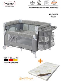 Resim Holmer Coolstyle Yatak Hediyeli Oyun Parkı Anne Yanı Park Yatak Multi Pro Gri 