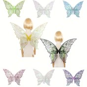 Resim 1 Adet Parıltılı Kelebek Kanatları - Kadınlar için Göz Alıcı Altın ve Mor İridisant Peri Kanatları, Karnaval Kostüm Aksesuarları, Cadılar Bayramı Noel Partisi Performans Rekvizitleri, Pil Gerekmez 