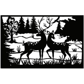 Resim Kıvırcıkyoga Ceylanlar Ve Orman 40x24 Cm 