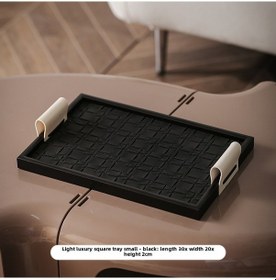 Resim Shineyee Kahverengi Deri Örgü Desenli Küçük Kare Tepsı - Mükemmel Kuyumculuk & Aromaterapi Depolama - Fransız Tarzı Konsept Ev Dekorasyonu 