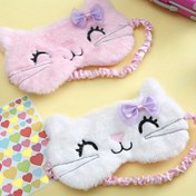 Resim Ayarlanabilir Bağcıklı Karikatür Peluş Uyku Maskesi - Kabarık Kenarlı Sevimli Kedi Tasarımı, Rahat Uyku İçin Işığı Engelleme Gözlüğü, Polyester Malzeme, Pil Gerektirmez, Seyahat Uyku Maskesi|Karikatür Hayvan Tasarımı|Yumuşak Rahat Maskesi 