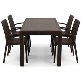 Resim Mandella Kampanyalı Elit Rattan 70x120 Nirvana Koltuk Masa Takımı 4 Kişilik Kahverengi Kahverengi 