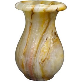 Resim Doğal Oniks Taş Lale Vazo Şık Ve Dekoratif El İşçiliği-12cm 